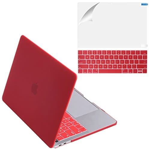 MacBook Pro 13 Case 2017 & 2016 Release A1706/A1708, Mittly Plastic Hard Case Shell Cover with Keyboard Cover &Screen Protector for MacBook Pro 13 Inch with/Without Touch Bar & Touch ID, Wine Red