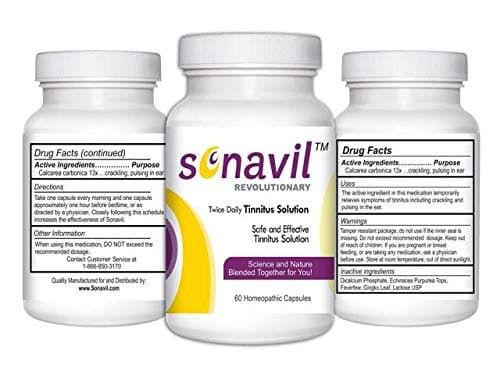 Tinnitus with Sonavil 60 Homeopathic Capsules (3 Bottle) All Natural Over-The-Counter Formulation