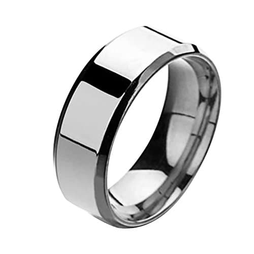 Fashion Simple Unisex Lovers Stainless Steel Mirror Finger Rings Jewelry Gifts - Black US 12