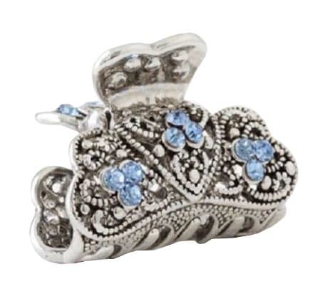 Moeni Small 1.5 Inches Metal Crystal Rhinestone Jaw Claw Hair Clip (Blue)