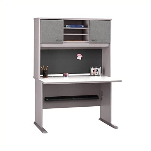Bush Business Furniture Series A 48" Computer Desk with Hutch in Pewter