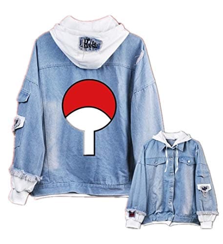 Anime Naruto Cosplay Uchiha Sasuke Jacket Sweatshirt Denim Fleeces Costume Hoodie