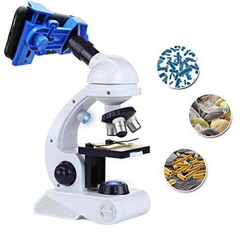 Microscope for Kids Science Kit, Beginner's Microscope Kit Blue/White with LED 80X 200x and 450x Magnification Science Toy, Educational Toy Birthday Gift for Boys & Girls