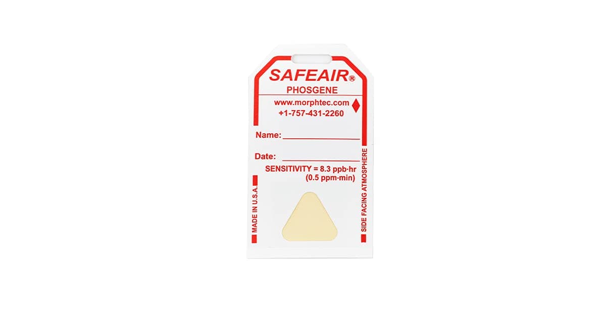 SafeAir Phosgene Badge (Morphix Part# 382036-50, 50-Pack) and Strap Clips (Morphix Part# 401966-10, 10-Pack)
