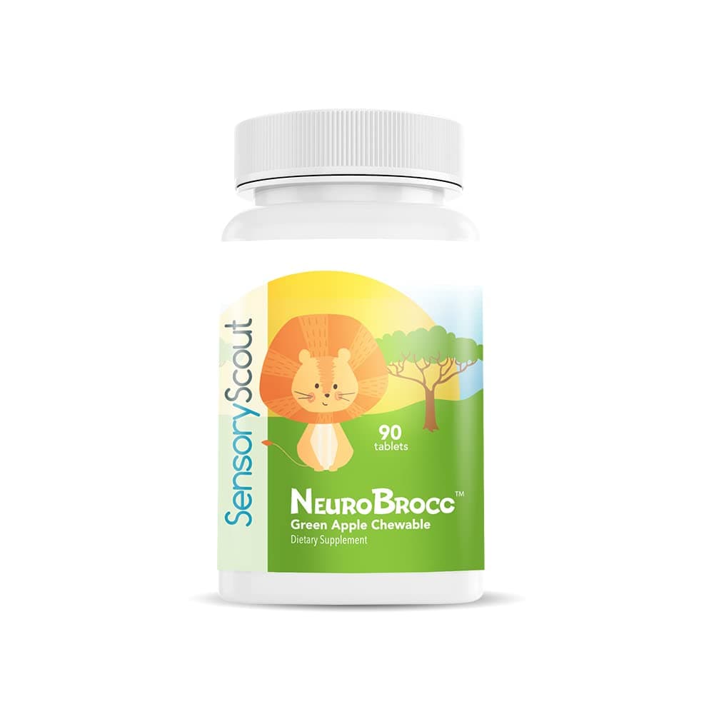NeuroBrocc - Daily Chewable Supplement for Kids for Natural Brain and Mood Support – Made with Sulforaphane and Doctor Formulated – Green Apple Flavor – One Month Supply – 90 Chewables