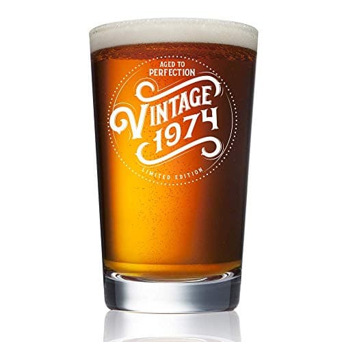 47th Birthday Gifts for Men Women - 1974 Vintage 16 oz Beer Pint Glass - 47 Year Old Gifts for Beer Lovers - Craft Beer Gifts for Men Women - Drinkers Gifts - Gag Funny Humorous Unique Personalized