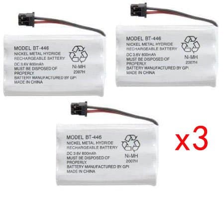 3 PACK ABCENT Rechargeable Cordless Phone Batteries for Uniden BT-446 BP-446, BT-1005 BT1005 DCT646 BT446 Cordless Telephone Battery Replacement Packs