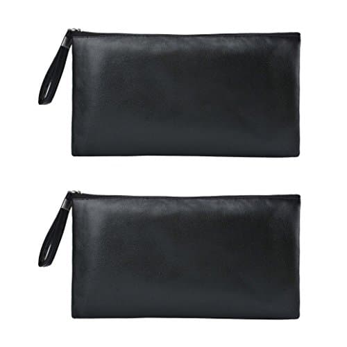 TUTBIER Bank Bags Money Pouch Security Deposit Utility Zipper Coin Bag Black 2 Pack 11×6 Inches