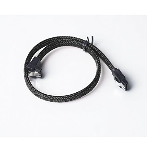 Waggs Customs Sleeved 50cm (19.5 inch) SATA 3.0 Cable (Black) 90 Connector