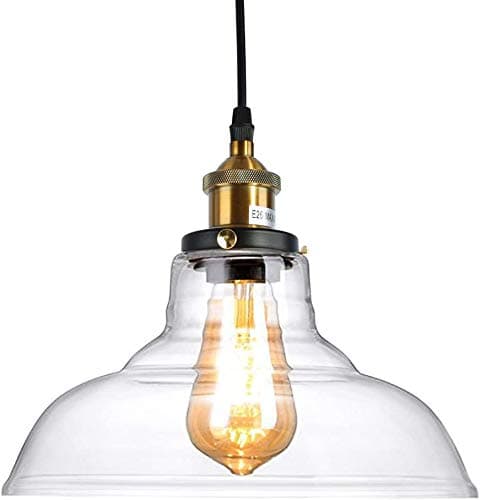Retro Dig® Industrial Vintage Style Light Fitting Glass Ceiling Pendant Lamp Shade Light Lighting for Kitchen Loft Bedroom Office 28cm with E27 Light Bulb