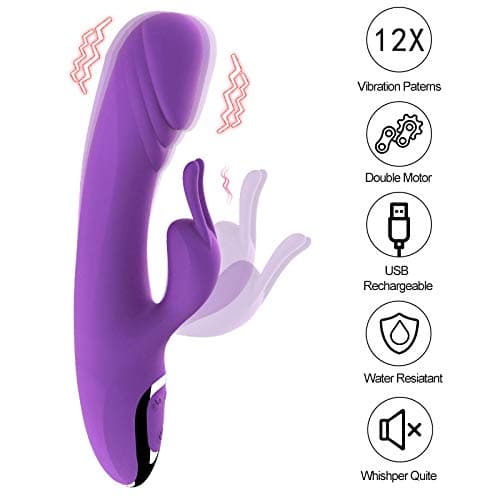 Kissplay 12 Speeds Personal Handheld G Spotter Rabbit Vibrantors Toys for Women Multi-Speed Waterproof & Rechargeable,Silent Purple