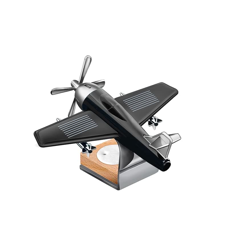 SORAX Solar Energy Aircraft Model Alloy Solar Energy Rotate Airplane Metal Handicraft for Car Office Home Decoration (Black-1Pcs)