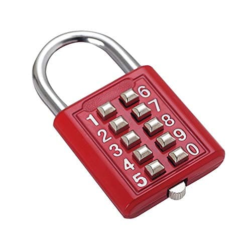 NOLOGO Fssh-mlx 10 Digit Push Button Password Lock Chrome Plated Anti-Theft Combination Padlock Push Password Locking Mechanism for Locker etc (Color : Red)