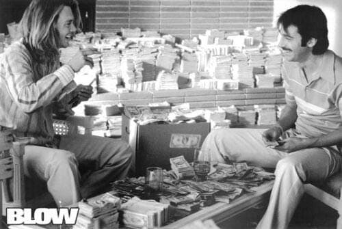 Hotsuff Blow (2001) Movie Poster Counting Money Stacks Johnny Depp & Jordi Molla 24"x36"