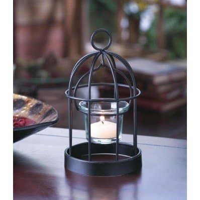 Mini Birdcage Candle Votive Holder Iron Black Candleholder Hanging Bird Cage New