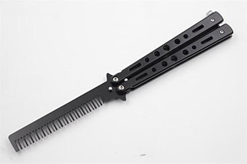 Stainless Steel Silver Practice Butterfly In Knife Trainer Training Folding Knife Dull Tool Outdoor Camping Butterfly Knife Comb