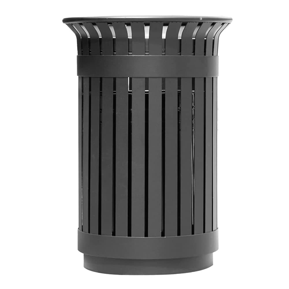 LUCEAEOutdoor Trash Cans 60 Litre Metal Slat Trash Can Creative Garden Trash Commercial Trash Cans/Black
