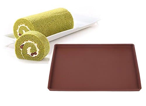 1 piece TEENRA 1Pcs Brown Non-stick Swiss Roll Cake Baking Mat Silicone Oven Mat Pizza Baking Pan Oven Liner Pad For Pizza Bakeware
