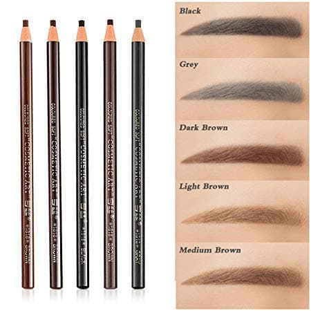 12pcs 5 Colors Peel-Off Eye Brow Pencil Set For Marking Filling Outlining Drawing, Tattoo Makeup Microblading Supplies Kit - Permanent Eye Brow Liners Positioning Eyeliner Pen Eyebrow Cosmetics Tool