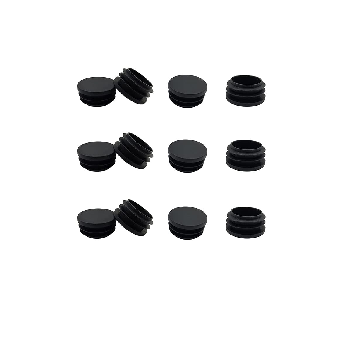 12 Pcs 25mm (1 Inch) Black Plastic Plugs, Pipe Tubing End Cap for Round Tube Furniture Finishing