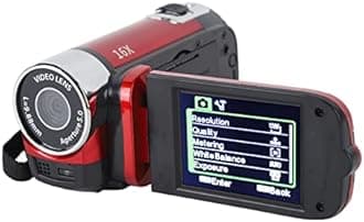 Video Camera for Vlogging, 1080P Full HD Camcorder, 16MP 16X Digital Zoom, 2.7in TFT Rotatable Screen, with Fill Light and USB Port, Catch Wonderful Moments (Red)