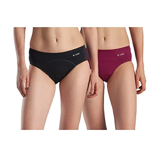 LAVOS Women's Period Panty Hipster Leak Proof Underwear for Low Flow, Reusable Odor & Stain Free Bamboo Cotton Anti-Bacterial Menstrual Periods Panties for Women & Girls(Pack of 2)