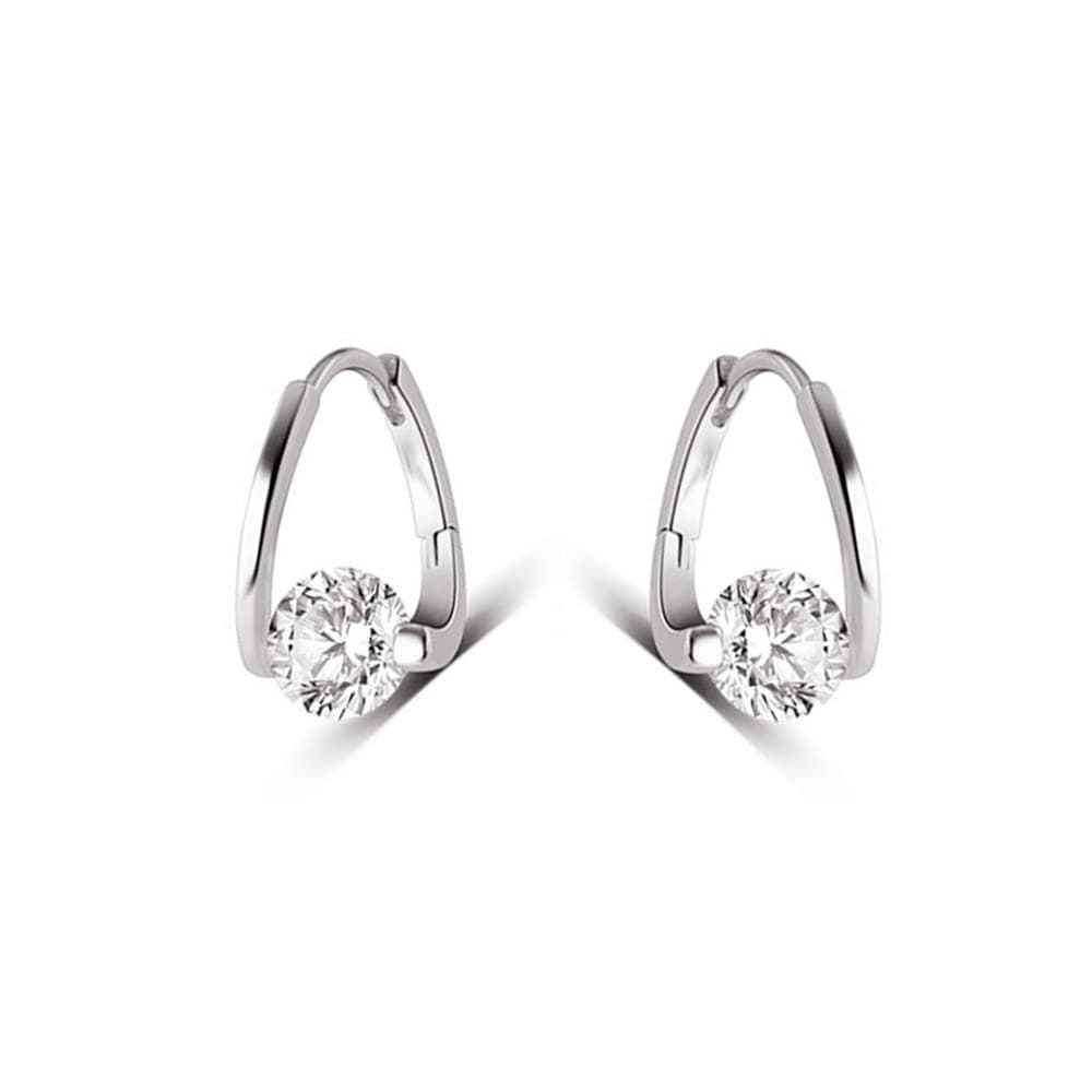 DtjaRound CZ Huggie Hoop Earrings for Women Girls 925 Sterling Silver Hypoallergenic Circle Cubic Zirconia Small Hoops Cartilage Fashion Dainty Birthday Wedding Jewelry Gifts for Her