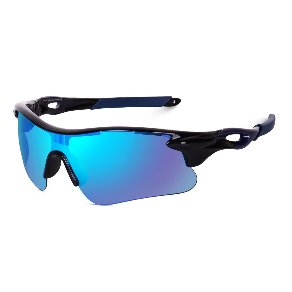 - Sports Non-Polarized Sunglasses For Men Women Youth Ipl Cricket Baseball Fishing Cycling Running Golf Motorcycle Tac Glasses Uv400 (Blue Black)