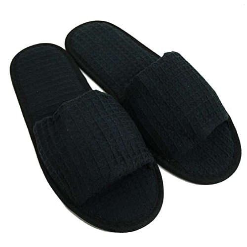 Premium Waffle Weave Slipper Open Toe Unisex (Black)