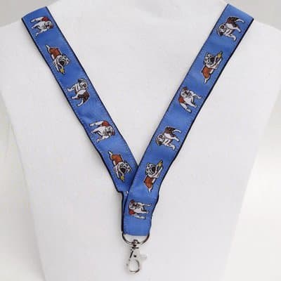 English Bulldog Dog Breed Neck Lanyard for ID or Keys - Blue