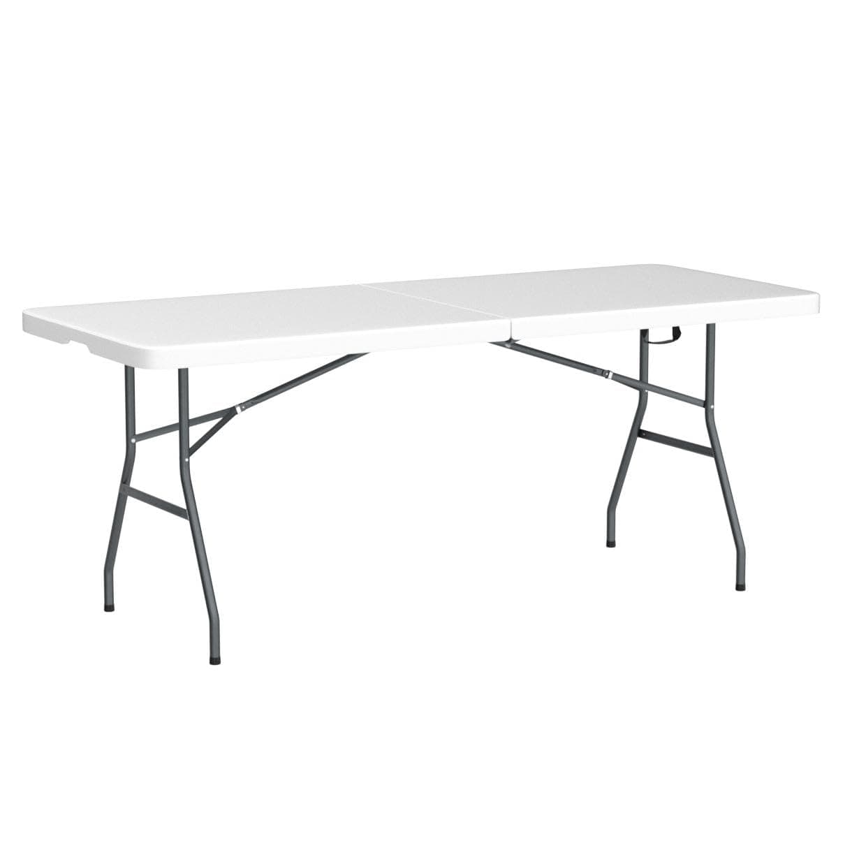 Goplus 6ft Folding Table, Rectangular, White, Heavy-Duty, Portable, Utility, Indoor Outdoor, 71” x 29” x 29”