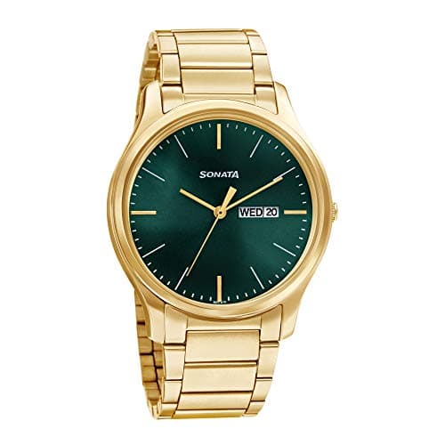 Sonata Green Dial Analog Watch for Men-NR77082YM05W