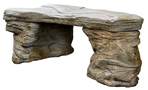 Cast Stone Petrified Rock Bench, Outdoor Garden Patio Bench 3 Piece Hand Sculpted Rustic Garden Bench Outdoor Decor