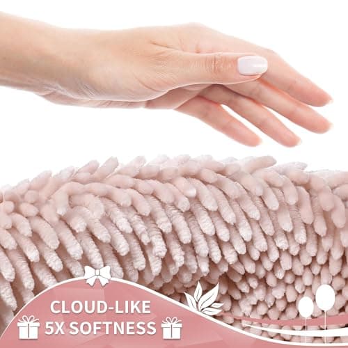 Yimobra Chenille Bathroom Rugs Non Slip, Extra Thick Soft Absorbent Bath Rug, Machine Washable Quick Dry Bath Mat for Bathroom Floor, Tub and Shower, Home Decor Accessories, 24x17, Pink