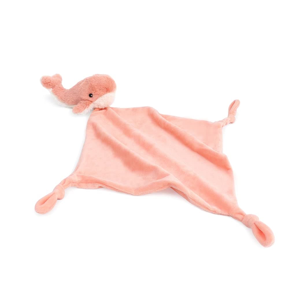 MON AMI Coral Whale Plush Lovey for Babies – 13.5” | Knotted Security Blanket for Newborns