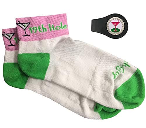 19th Hole Women's Golf Socks With Bling Ball Marker Clip