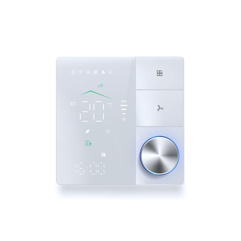 TWASL Smart WiFi Knob Thermostat - 2 Pipes Air Conditioning Temperature Controller, Remote and Voice Control AC Control - White (24 Volts AC)