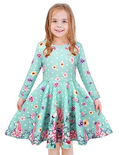 Girls Dress Sleeveless Long Sleeve Kids Toddler Little Big Girl Unicorn Mermaid Casual Dresses