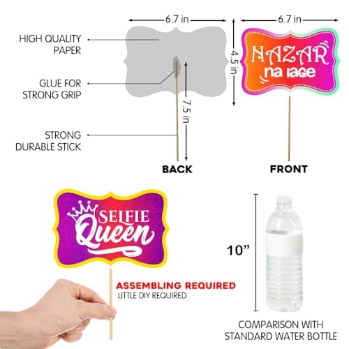 Zyozique 15 Pcs Indian Kitty Party Photobooth Props - Indian Celebrations, Punjabi, Bollywood, Desi