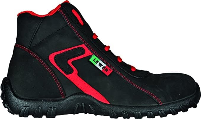 LEWER dp2 N Cat S3 Safety Shoe Suede Leather Work Shoe Black and Red Internal
