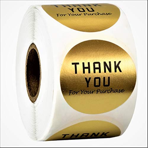 Thank You for Your Purchase Sticker Label 1.5" Round with Matte Gold Foil 500 Labels per Roll, Thank You Sticker Gold Perfect for Small Business Owner