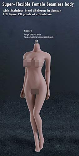 ANYOTA Super-Flexible Female Seamless Body S09C 1/6 Scale Action Figures Suntan Large Breast Size