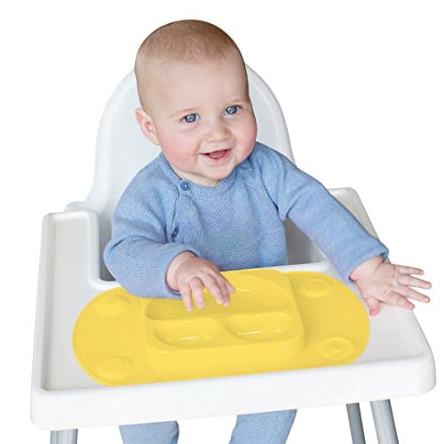EasyMat Mini Portable Baby Silicone Suction Plate by EasyTots | Comes with Lid and Carry Case | Perfect for High Chair Feeding and Travel (Buttercup)
