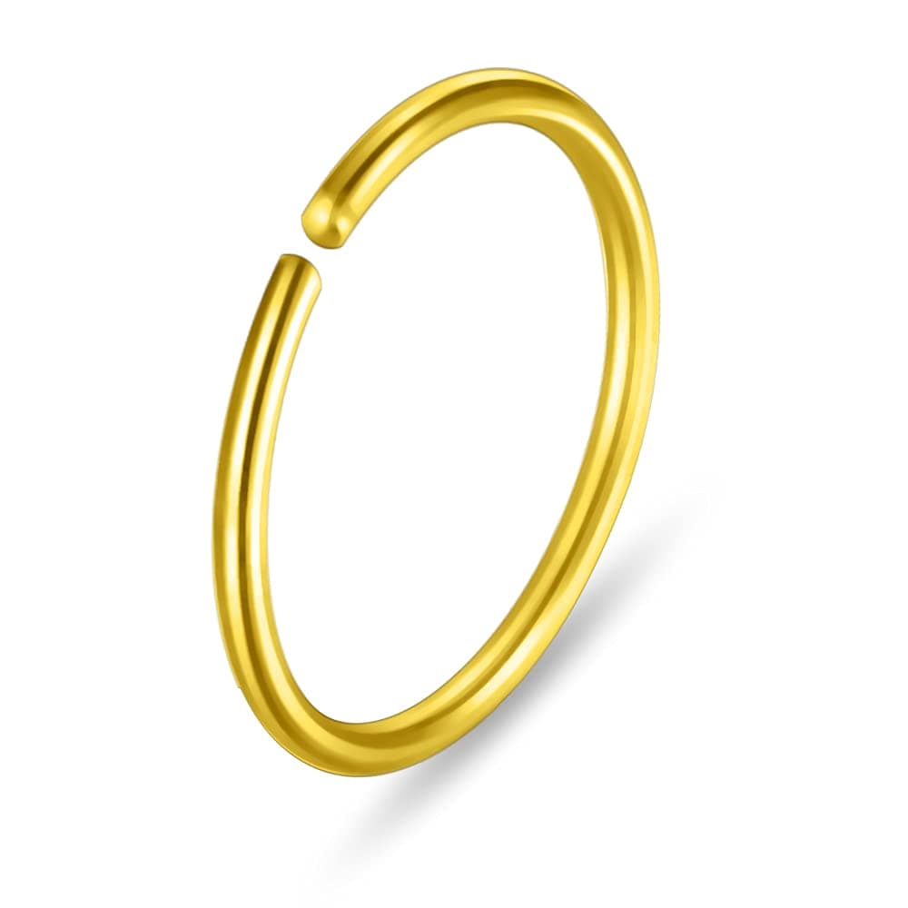Gold Anodized 18 Gauge (1.0MM) 316L Surgical Steel Open Hoop Nose Rings Body jewelry