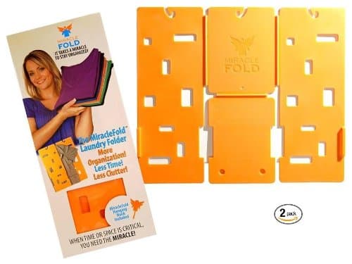 MiracleFold Laundry Folder Clothes T-Shirts Pants Towels Organizer Fast Easy and Fun Time Saver 2 Pack (Orange)