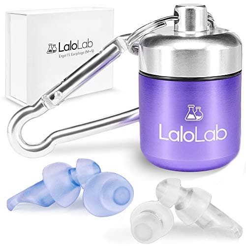 Ear Plugs for Sound Blocking by LaloLab | Comfortable Reusable Noise Cancelling Earplugs for Sleeping Travel Work | 2 Sizes Included with Large & Medium Pairs | 2 Carrying Cases | Up to 28 dB NRR