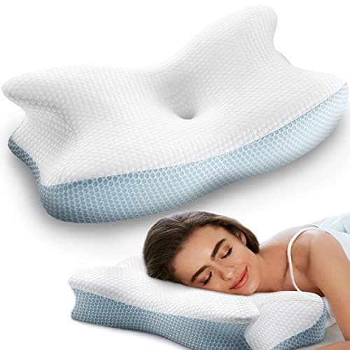REOKA Memory Foam Cervical Pillow for Neck Pain Relief - Ergonomic Pillow for Front, Back, Stomach, Side Sleeper and Shoulder Sleeping - Regular Firm (Queen)