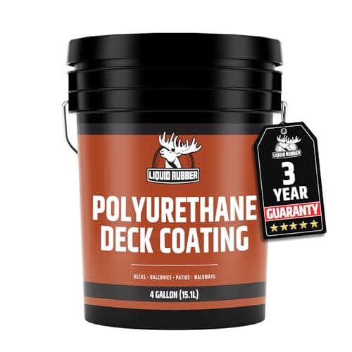 Polyurethane Deck Coating – 10X Stronger Than Traditional Deck Paint & Deck Stain – Flexible, Waterproof Sealant for Wood, Concrete & Plywood – Textured Finish – Neutral Beige – 4 Gallon