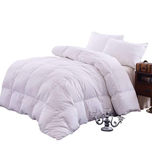 Luxurious Bedding Goose Down Filling Comforter, White (California King)