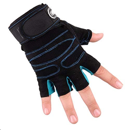 - LAFILLETTE Shockproof Anti-Slip Outdoor Professional Road Bike Bicycle Half Finger Cycling Gloves for Men Sport Gloves (Blue, Microfiber)